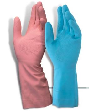 Gants ménage Latex rose T7 (lot de 10 paires)