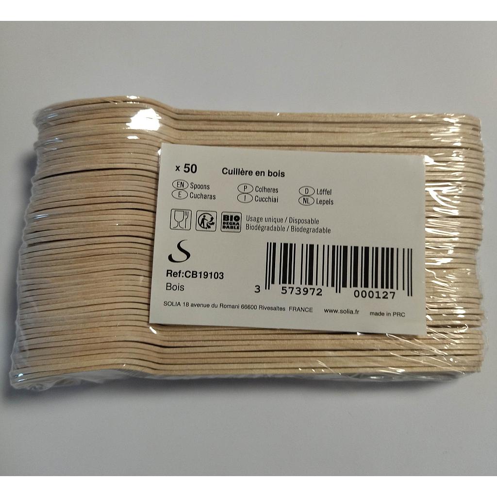 Cuilleres en bois lot de 100 - pour grand pot de glace Ben&Jerrys