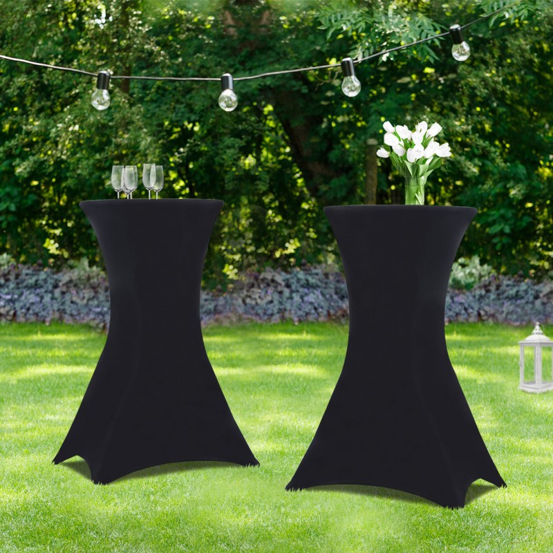 Lot de 2 tables hautes 105 cm pliantes + 2 housses noires