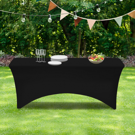 Nappe rectangulaire extensible noire pour table pliante d'extérieur 180 cm