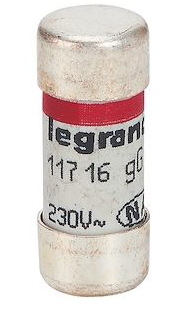 Cartouche fusible cylindrique domestique 10,3x25,8mm avec voyant - 16A
